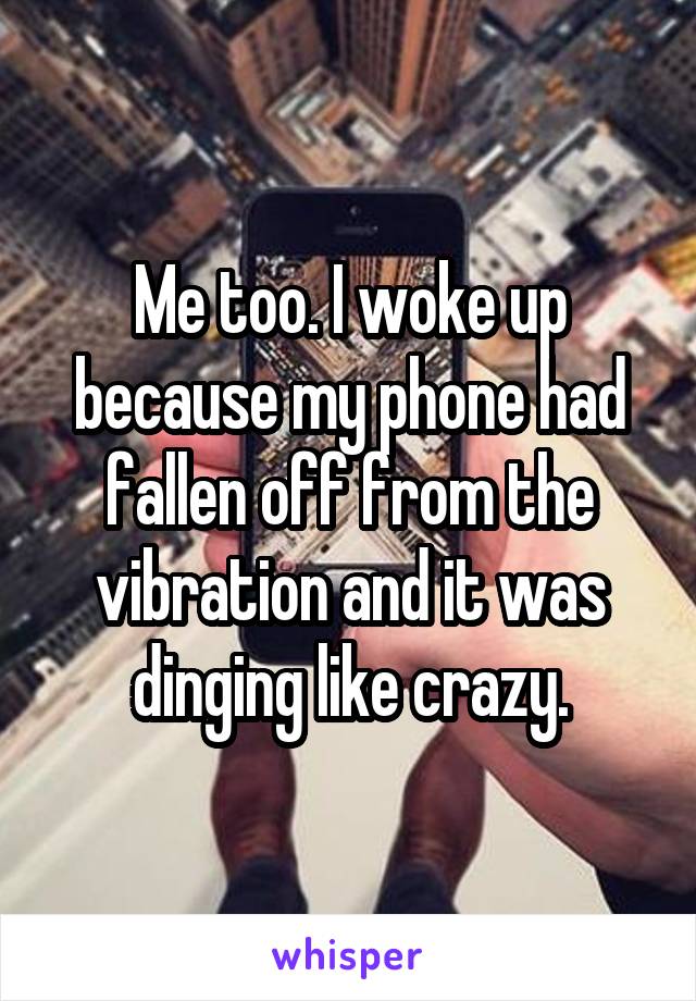 Me too. I woke up because my phone had fallen off from the vibration and it was dinging like crazy.