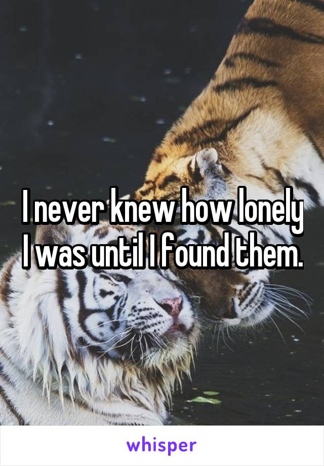I never knew how lonely I was until I found them.