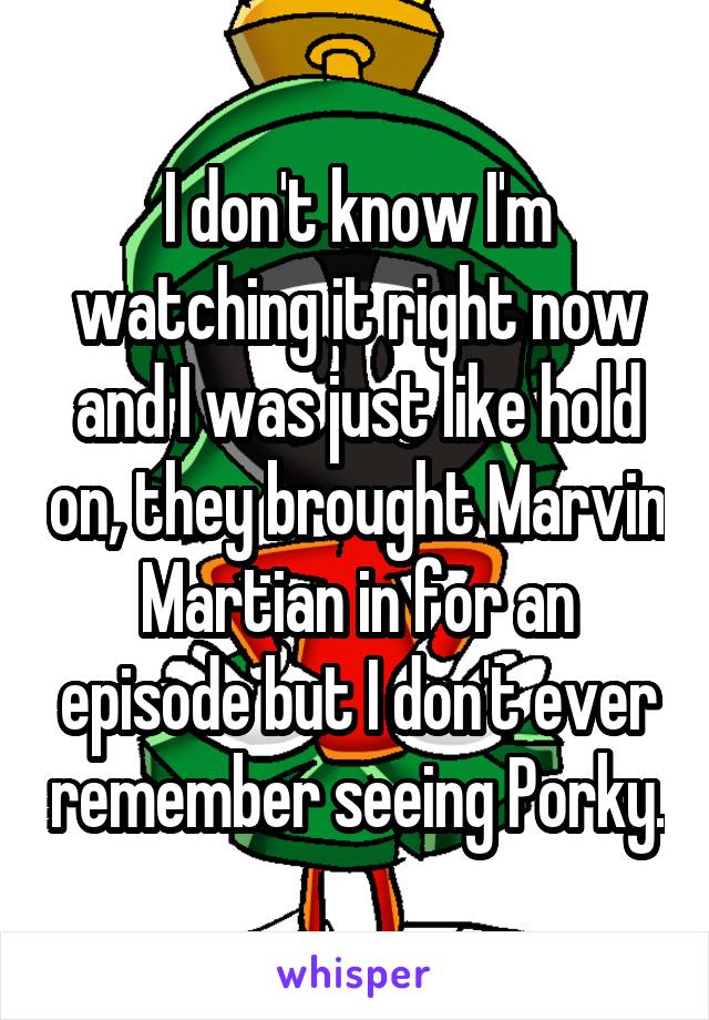 I don't know I'm watching it right now and I was just like hold on, they brought Marvin Martian in for an episode but I don't ever remember seeing Porky.