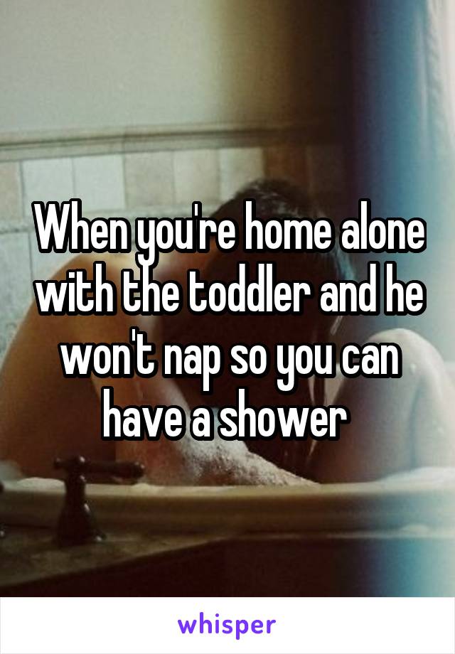 When you're home alone with the toddler and he won't nap so you can have a shower 