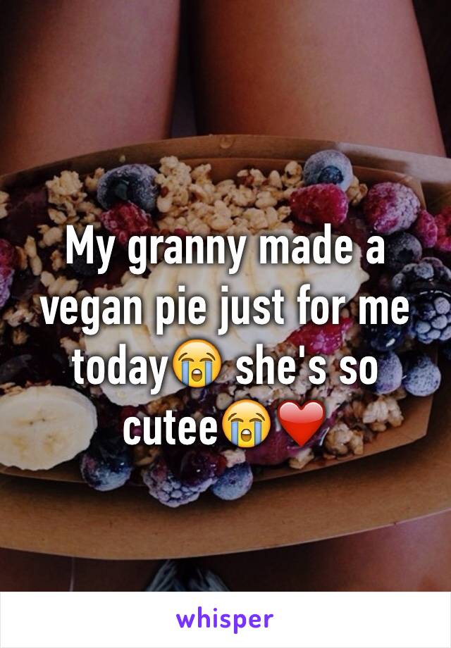 My granny made a vegan pie just for me today😭 she's so cutee😭❤️
