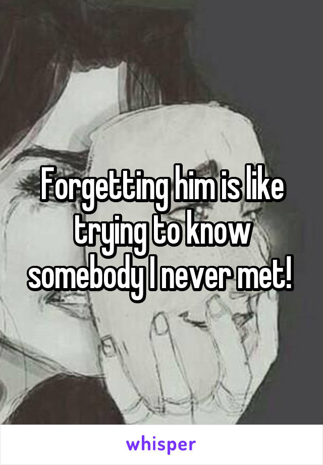 Forgetting him is like trying to know somebody I never met! 