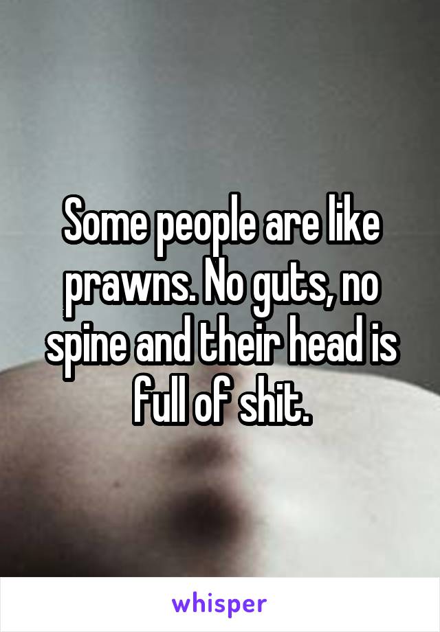 Some people are like prawns. No guts, no spine and their head is full of shit.