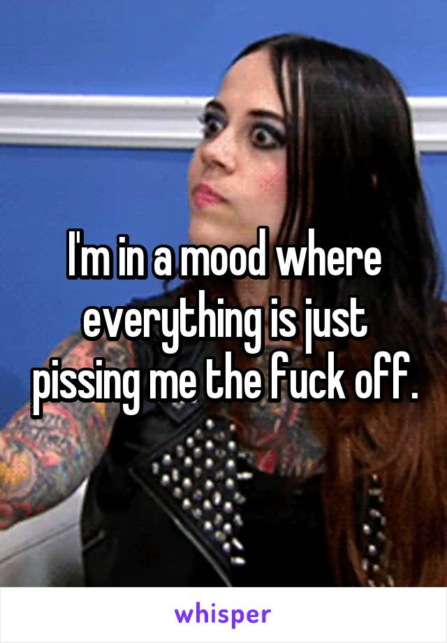 I'm in a mood where everything is just pissing me the fuck off.