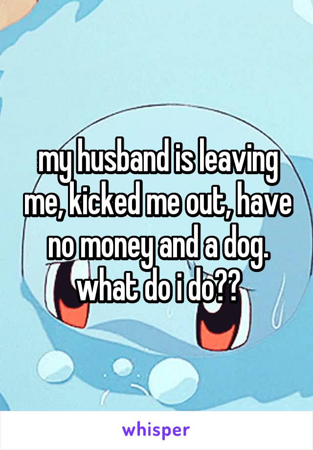 my husband is leaving me, kicked me out, have no money and a dog. what do i do??