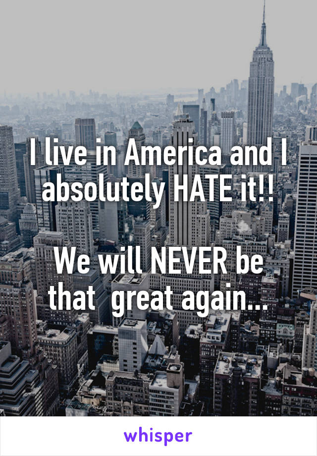I live in America and I absolutely HATE it!!

We will NEVER be that  great again...