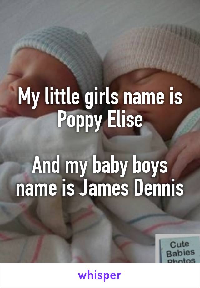 My little girls name is Poppy Elise

And my baby boys name is James Dennis