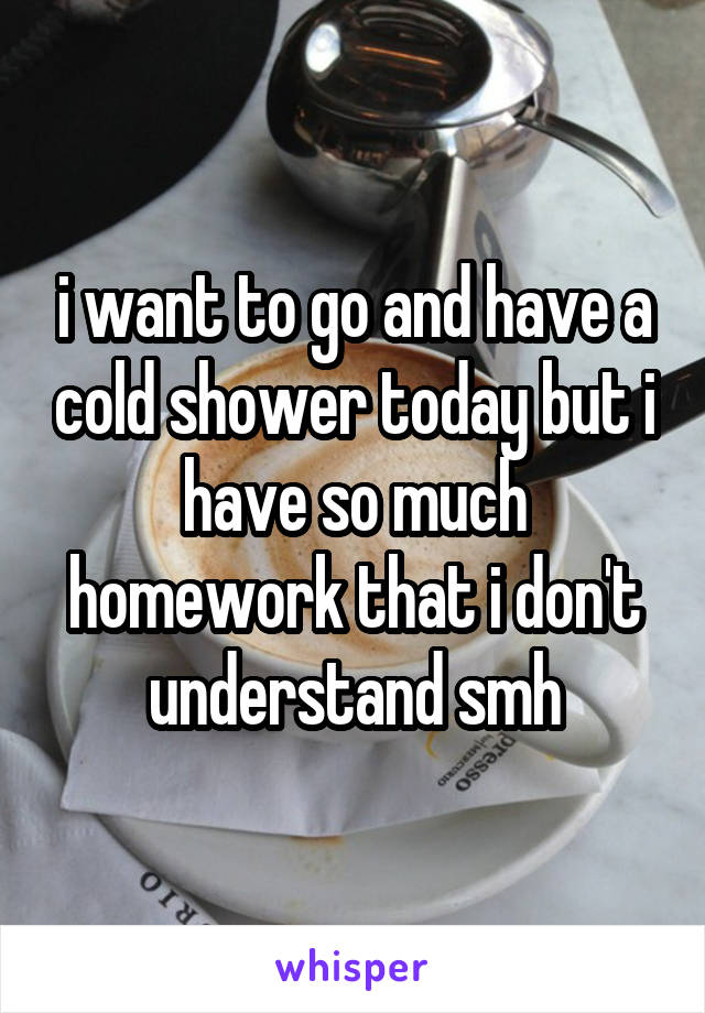 i want to go and have a cold shower today but i have so much homework that i don't understand smh