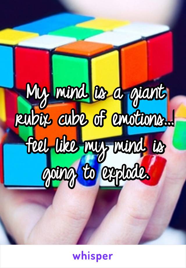 My mind is a giant rubix cube of emotions...I feel like my mind is going to explode.