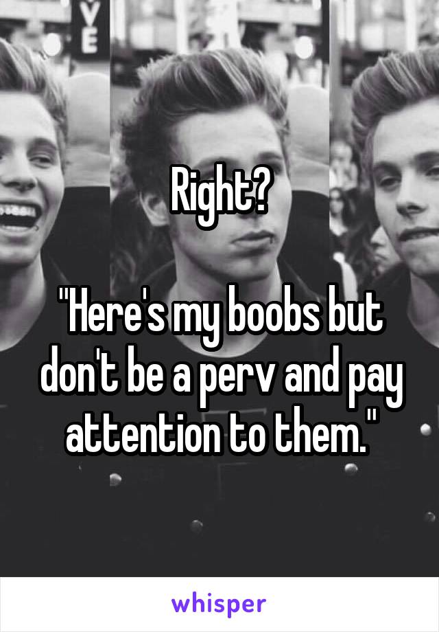 Right?

"Here's my boobs but don't be a perv and pay attention to them."