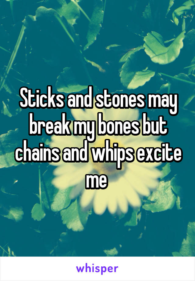 Sticks and stones may break my bones but chains and whips excite me 