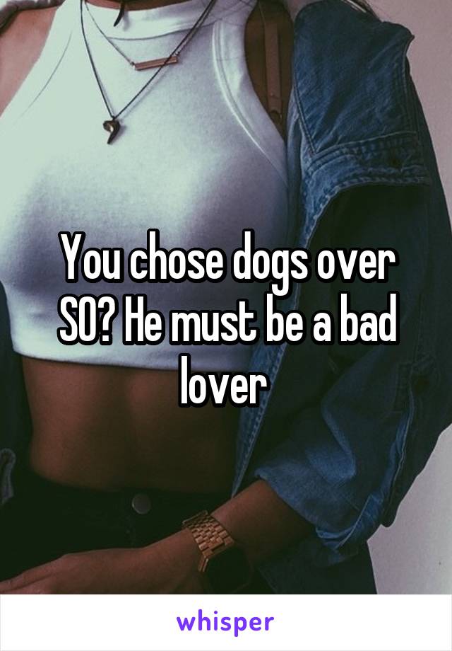 You chose dogs over SO? He must be a bad lover 