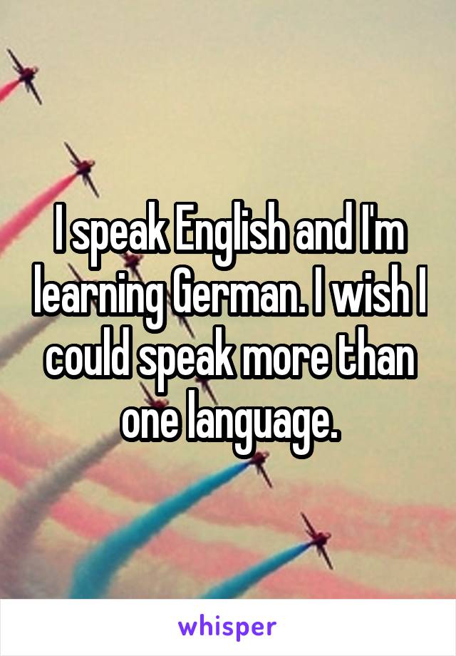 I speak English and I'm learning German. I wish I could speak more than one language.