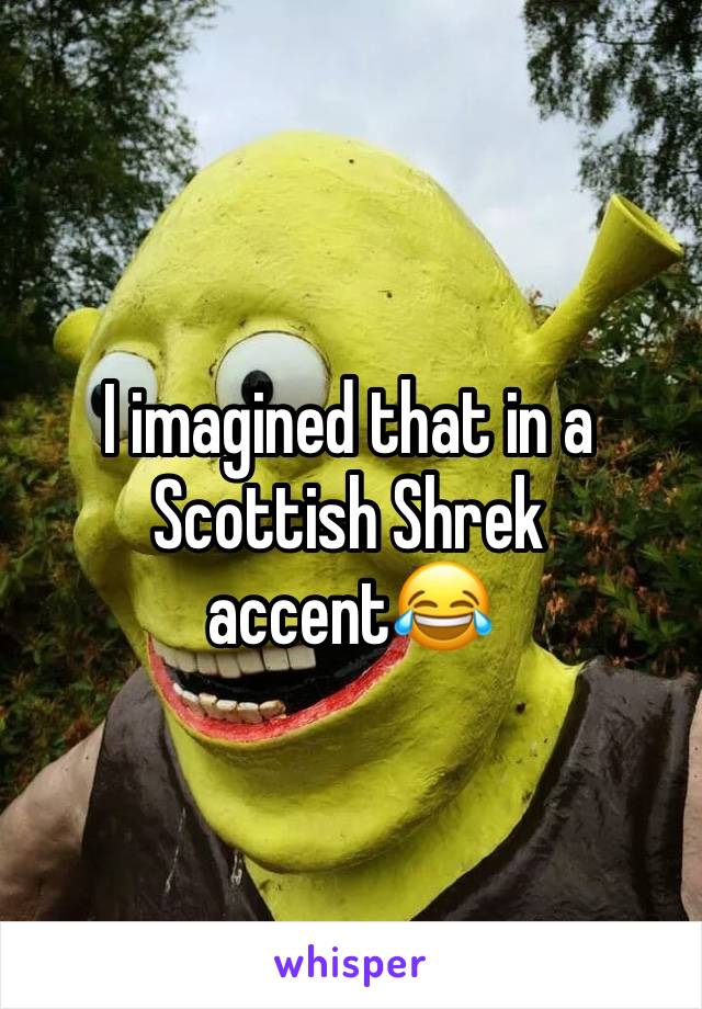 I imagined that in a Scottish Shrek accent😂