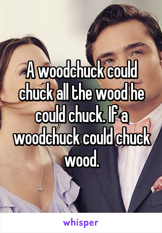 A woodchuck could chuck all the wood he could chuck. If a woodchuck could chuck wood.