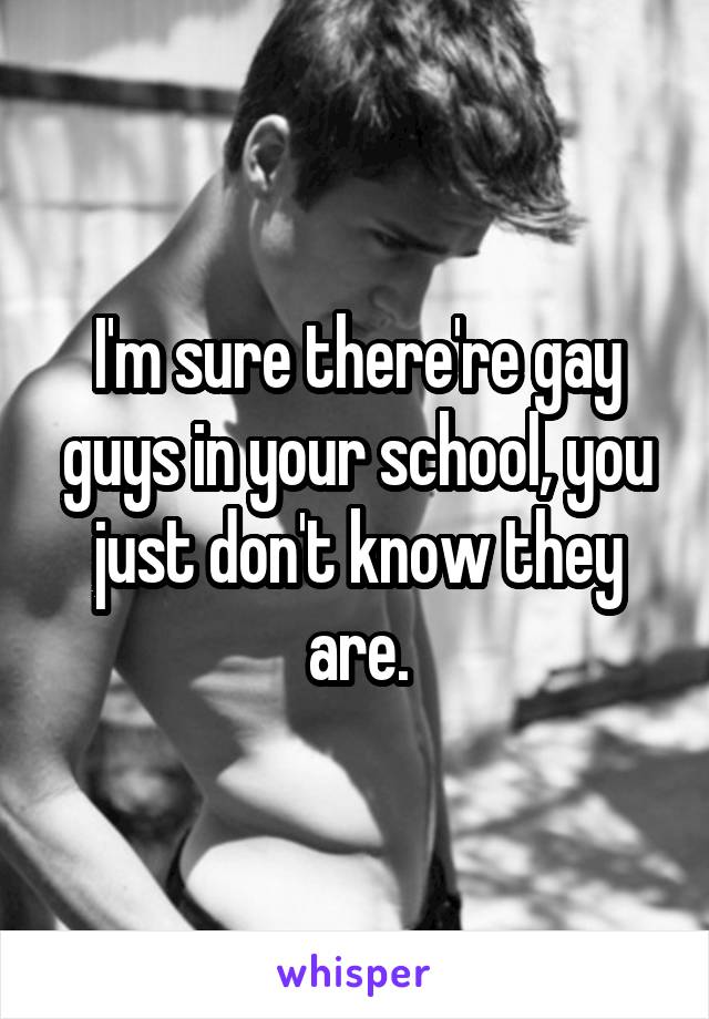 I'm sure there're gay guys in your school, you just don't know they are.