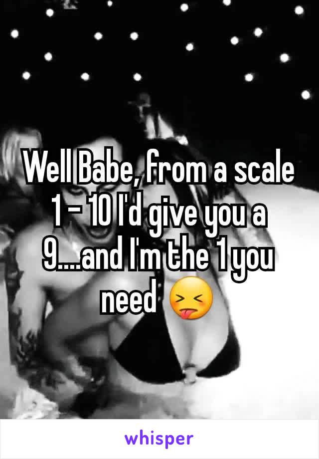 Well Babe, from a scale 1 - 10 I'd give you a 9....and I'm the 1 you need 😝