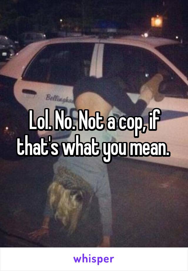 Lol. No. Not a cop, if that's what you mean. 