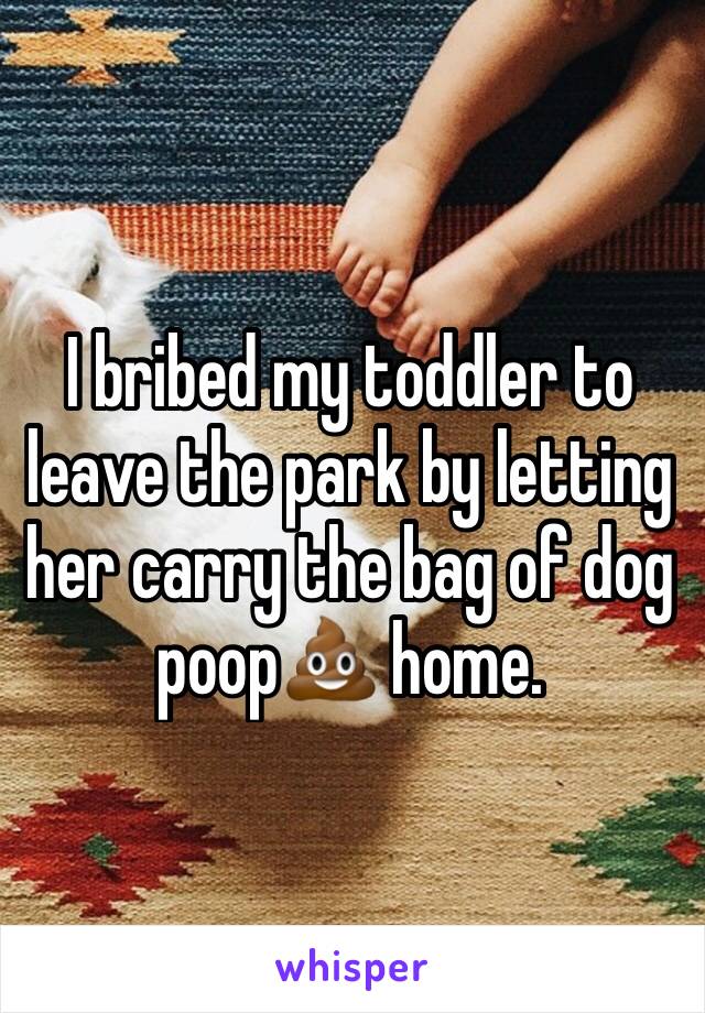 I bribed my toddler to leave the park by letting her carry the bag of dog poop💩 home.