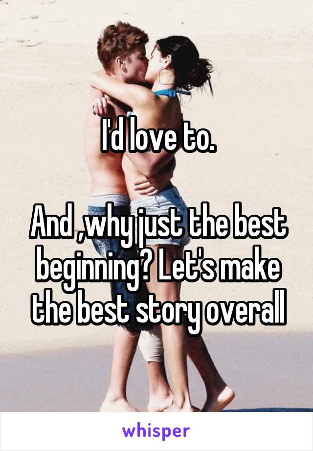 I'd love to.

And ,why just the best beginning? Let's make the best story overall