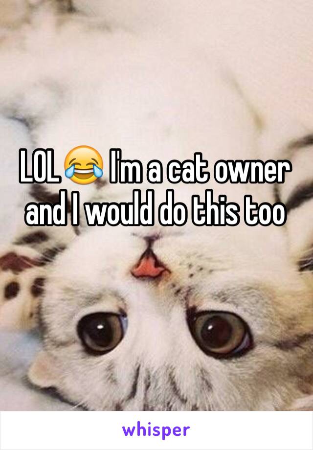LOL😂 I'm a cat owner and I would do this too