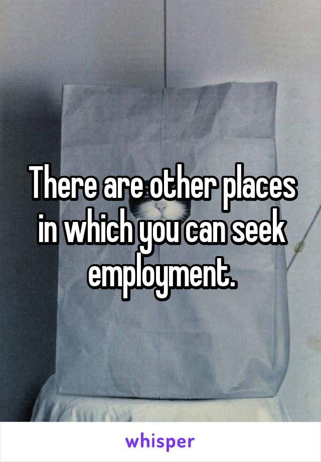 There are other places in which you can seek employment.