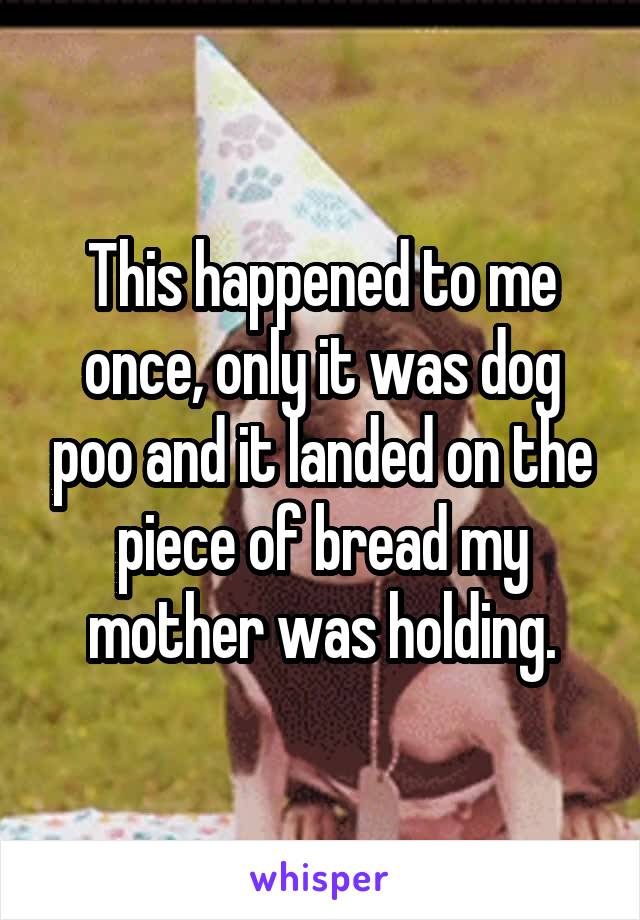This happened to me once, only it was dog poo and it landed on the piece of bread my mother was holding.