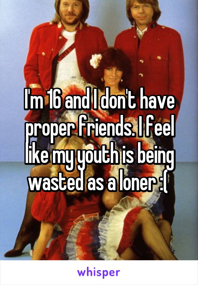 I'm 16 and I don't have proper friends. I feel like my youth is being wasted as a loner :( 