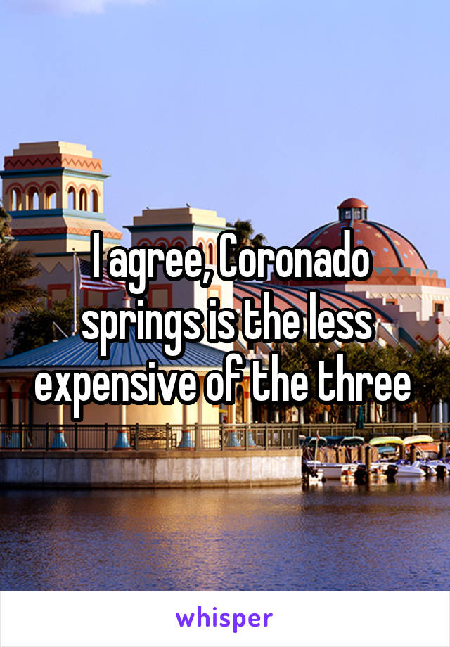  I agree, Coronado springs is the less expensive of the three 