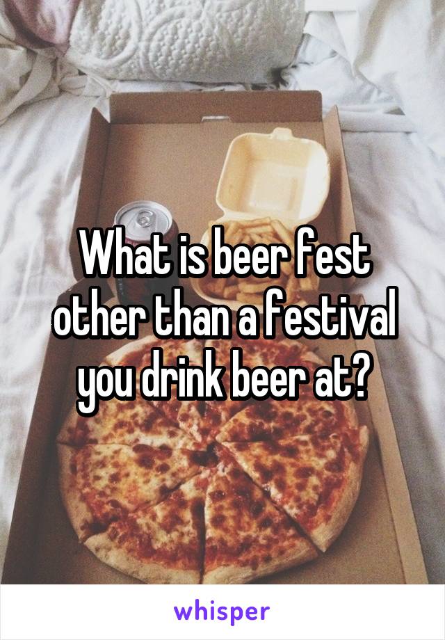 What is beer fest other than a festival you drink beer at?