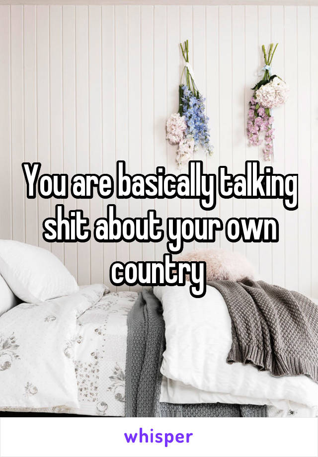 You are basically talking shit about your own country 