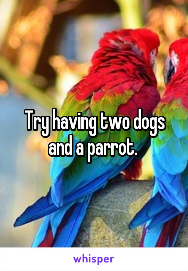 Try having two dogs and a parrot. 