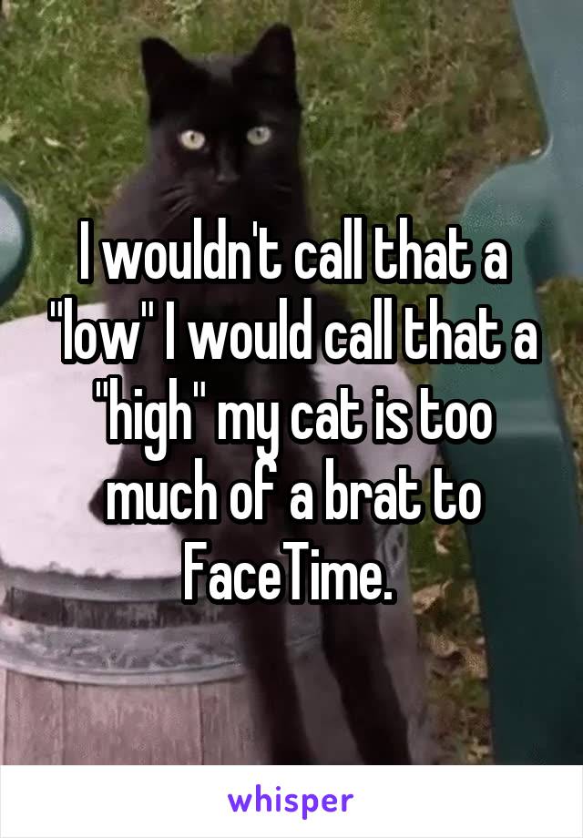 I wouldn't call that a "low" I would call that a "high" my cat is too much of a brat to FaceTime. 