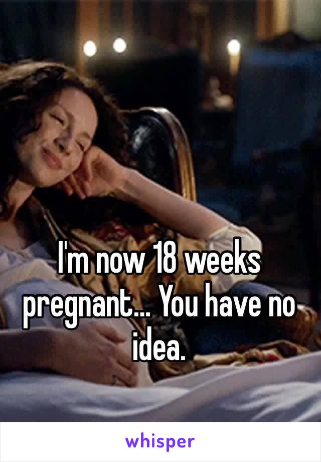 I'm now 18 weeks pregnant… You have no idea.