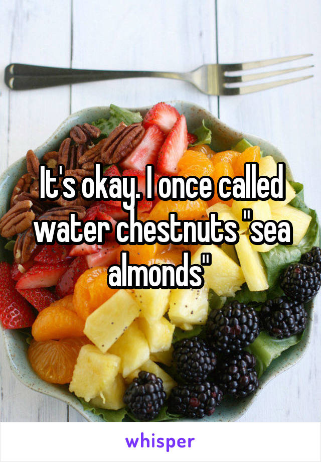 It's okay. I once called water chestnuts "sea almonds" 