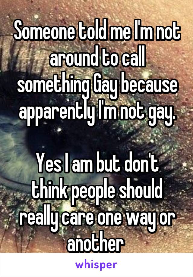 Someone told me I'm not around to call something Gay because apparently I'm not gay.

Yes I am but don't think people should really care one way or another 