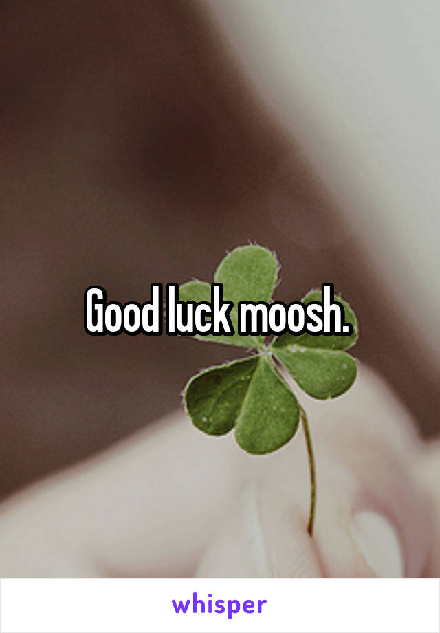 Good luck moosh. 