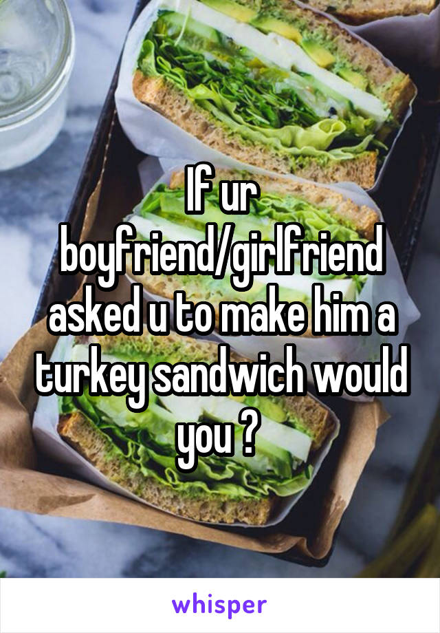 If ur boyfriend/girlfriend asked u to make him a turkey sandwich would you ? 