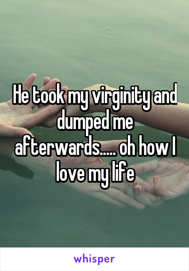 He took my virginity and dumped me afterwards..... oh how I love my life