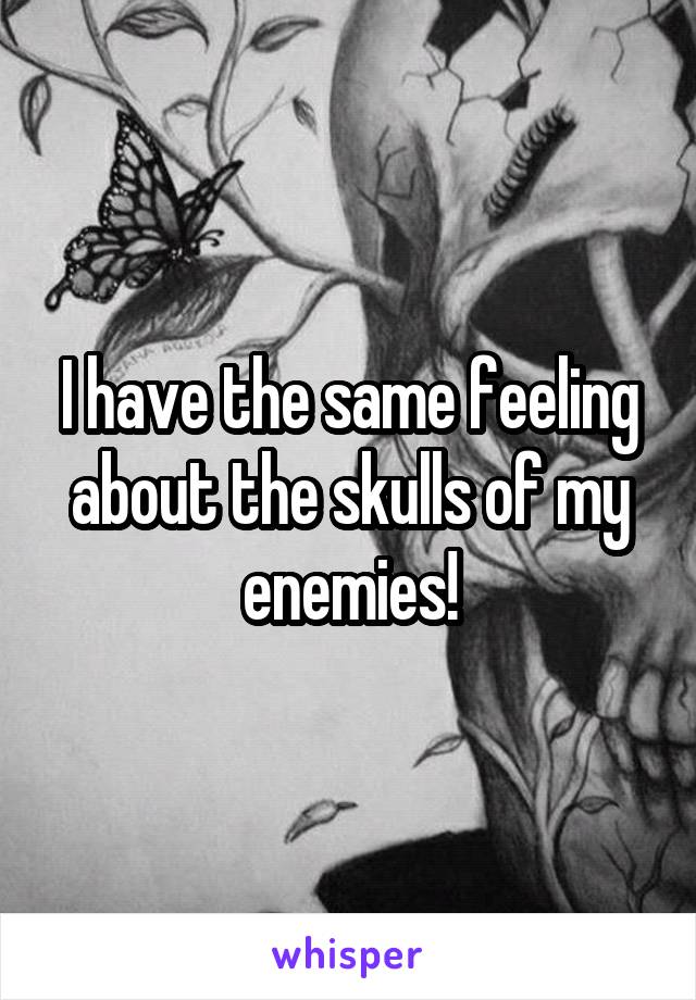 I have the same feeling about the skulls of my enemies!