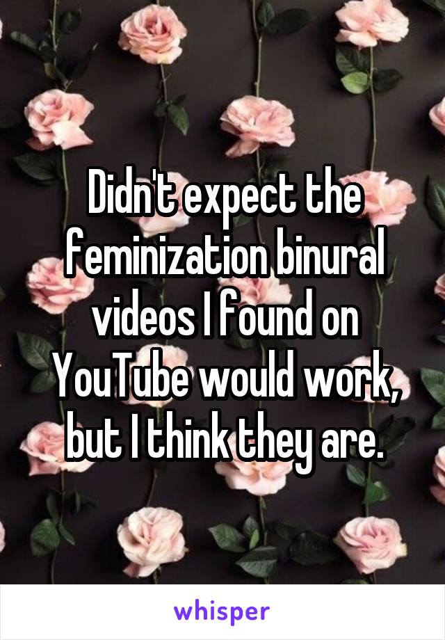 Didn't expect the feminization binural videos I found on YouTube would work, but I think they are.