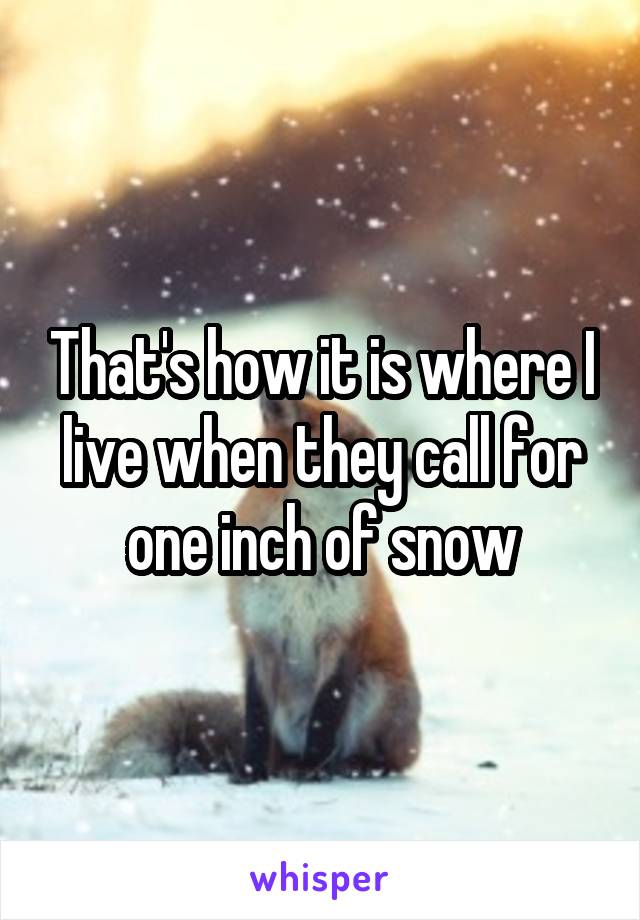 That's how it is where I live when they call for one inch of snow