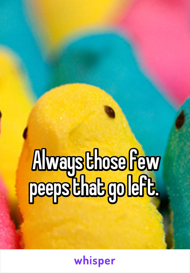 


Always those few peeps that go left. 