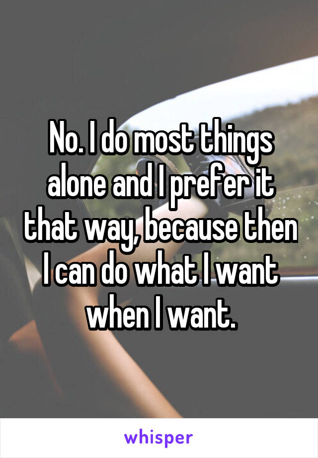 No. I do most things alone and I prefer it that way, because then I can do what I want when I want.