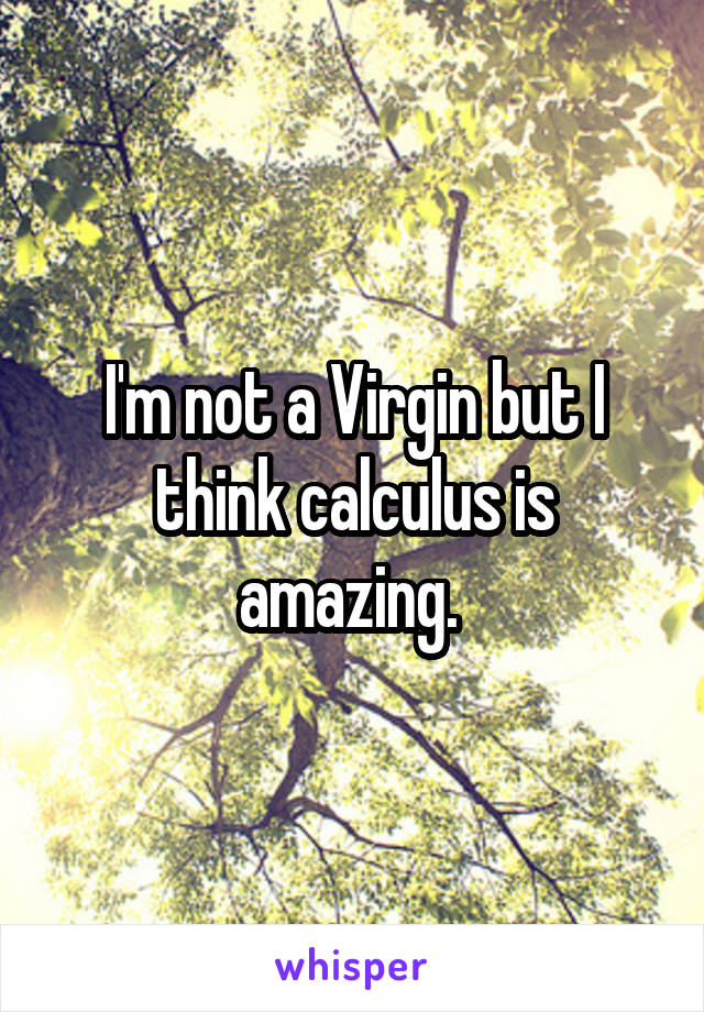 I'm not a Virgin but I think calculus is amazing. 