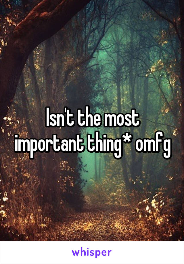 Isn't the most important thing* omfg