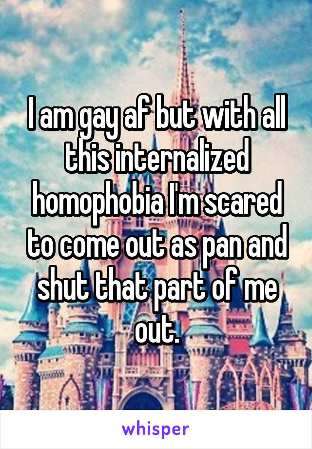 I am gay af but with all this internalized homophobia I'm scared to come out as pan and shut that part of me out.