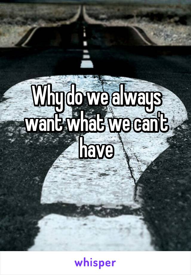 Why do we always want what we can't have

