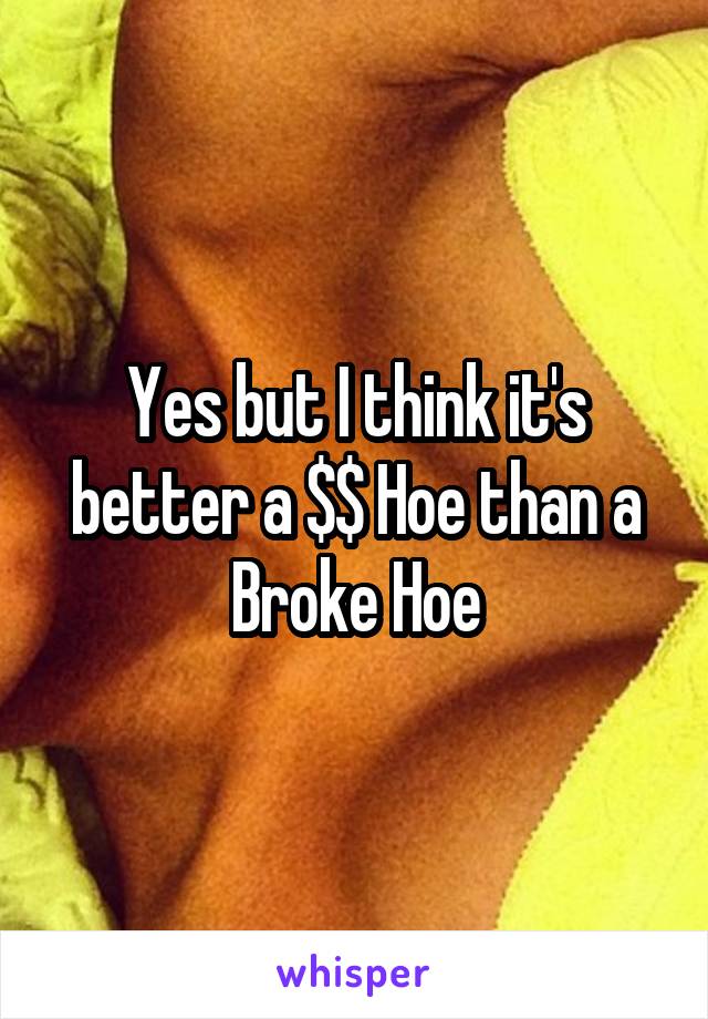 Yes but I think it's better a $$ Hoe than a Broke Hoe