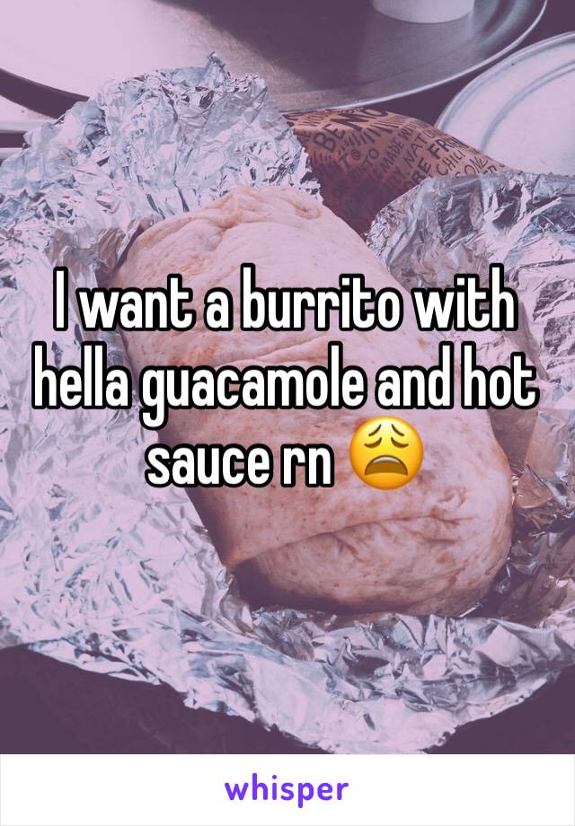 I want a burrito with hella guacamole and hot sauce rn 😩